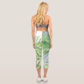 Summer Vibes Palm Tree Blätter Blassgrüne Pastel Capri Leggings (Rückseite)