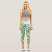Summer Vibes Palm Tree Blätter Blassgrüne Pastel Capri Leggings (Vorderseite)