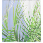 Summer Vibes Palm Tree Blätter Blassgrüne Pastel Duschvorhang (Vorderseite)
