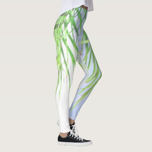 Summer Vibes Palm Tree Blätter Blassgrüne Pastel Leggings (Rechts)