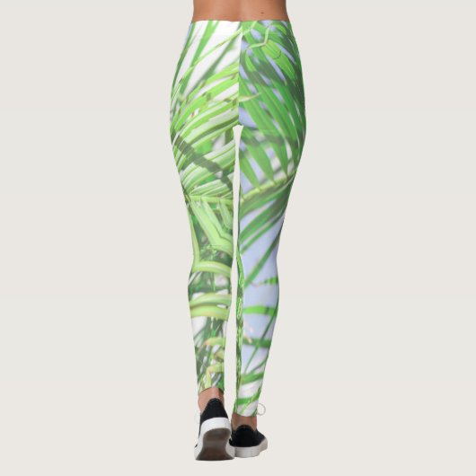 Summer Vibes Palm Tree Blätter Blassgrüne Pastel Leggings (Rückseite)