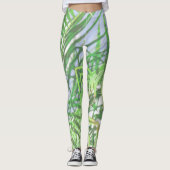 Summer Vibes Palm Tree Blätter Blassgrüne Pastel Leggings (Vorderseite)