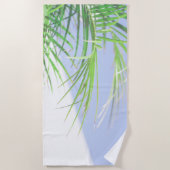 Summer Vibes Palm Tree Blätter Blassgrüne Pastel Strandtuch (Vorderseite)