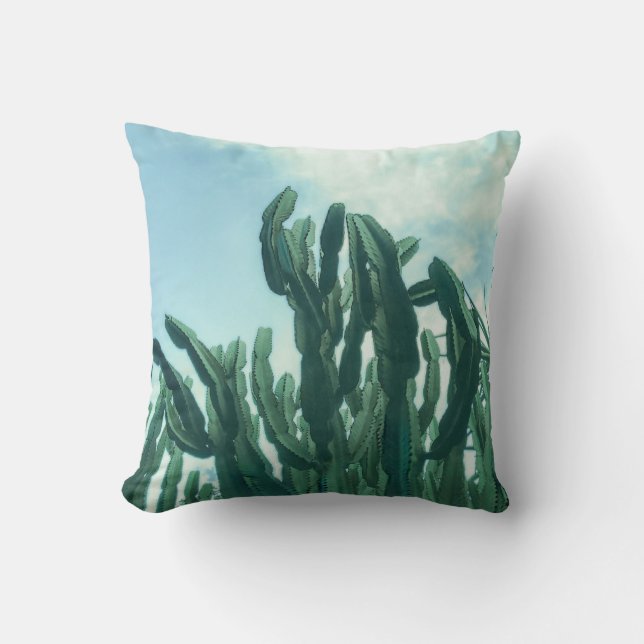 Summer Vibes Palm Tree Cactus Pale Green Kissen (Vorderseite)