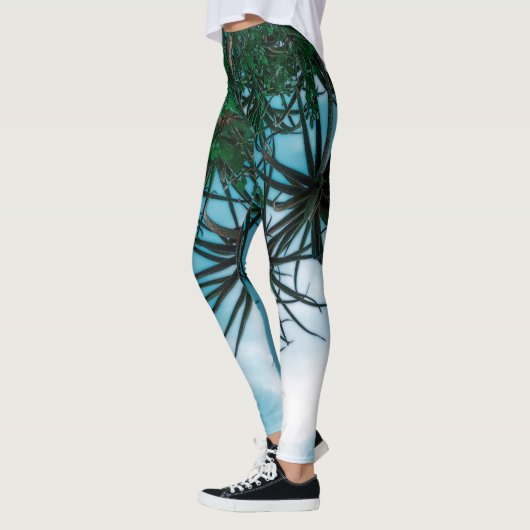 Summer Vibes Palm Tree Cactus Pale Green Leggings (Links)