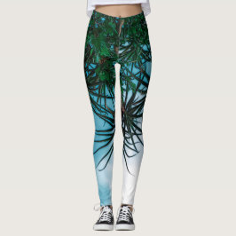 Summer Vibes Palm Tree Cactus Pale Green Leggings