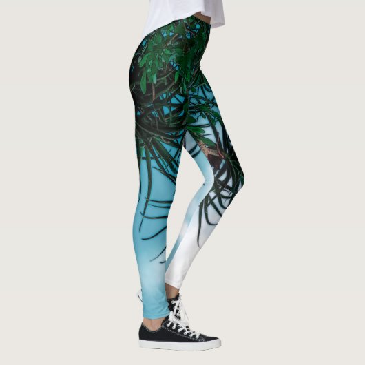 Summer Vibes Palm Tree Cactus Pale Green Leggings (Rechts)