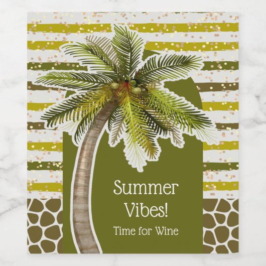 Summer Vibes Palm Tree Weinetikett (Einzelnes Label)