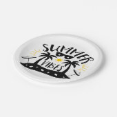 Summer Vibes Palm Trees Beach Wedding Party Pappteller (Schrägansicht)