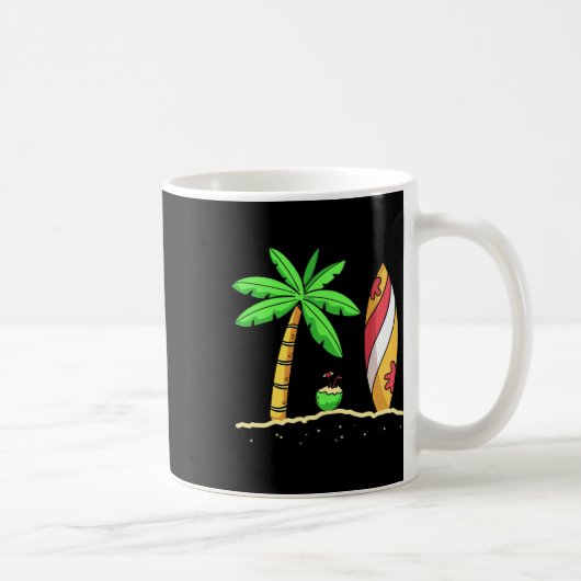 Summer Vibes Palm Trees Surfboard Surfer Coconut S Kaffeetasse (Rechts)