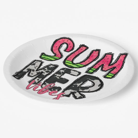 Summer Vibes Paper Plate Pappteller (Schrägansicht)