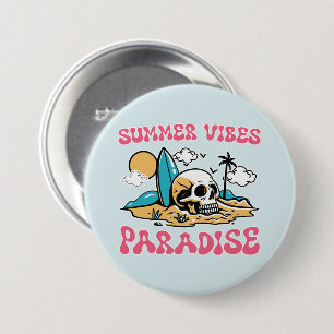 Summer Vibes Paradise - Skull Button