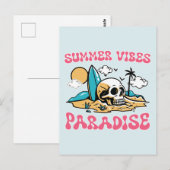 Summer Vibes Paradise - Skull Postkarte (Vorne/Hinten)