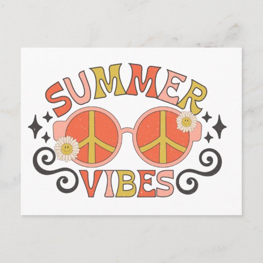 Summer Vibes Peace Sonnenbrille Postkarte (Vorderseite)
