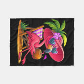 Summer Vibes Pink Flamingo Beach Palm Tree Summer Fleecedecke (Vorderseite (Horizontal))