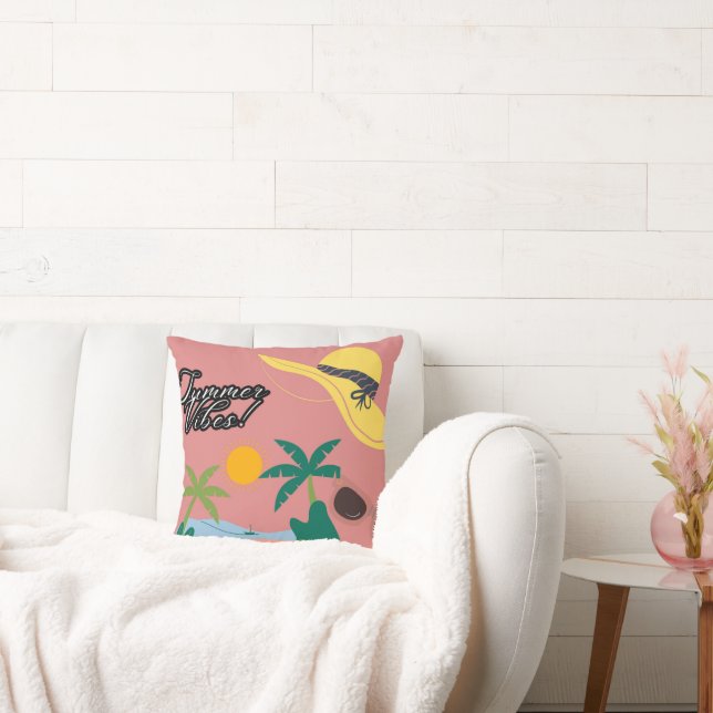 Summer Vibes Pink Throw Pillow Kissen (Liege)