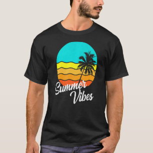 Summer Vibes Retro 80er Beach Scene Palm Tree Suns T-Shirt