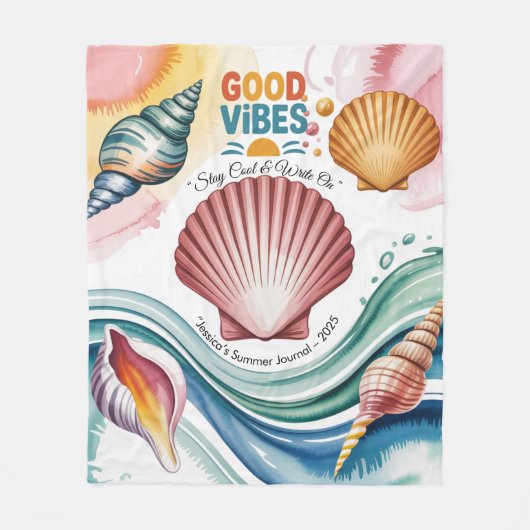 Summer Vibes Retro Beach Illustration Fleecedecke (Vorderseite)