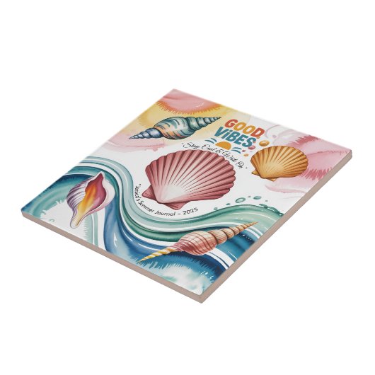 Summer Vibes Retro Beach Illustration Fliese (Seite)