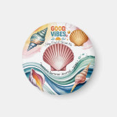 Summer Vibes Retro Beach Illustration Magnet (Vorne)