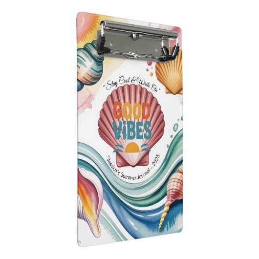 Summer Vibes Retro Beach Illustration Mini Klemmbrett (Schrägansicht)