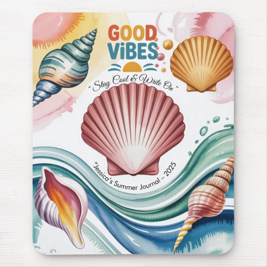 Summer Vibes Retro Beach Illustration Mousepad (Vorne)