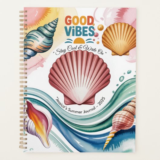 Summer Vibes Retro Beach Illustration Planer (Vorderseite)