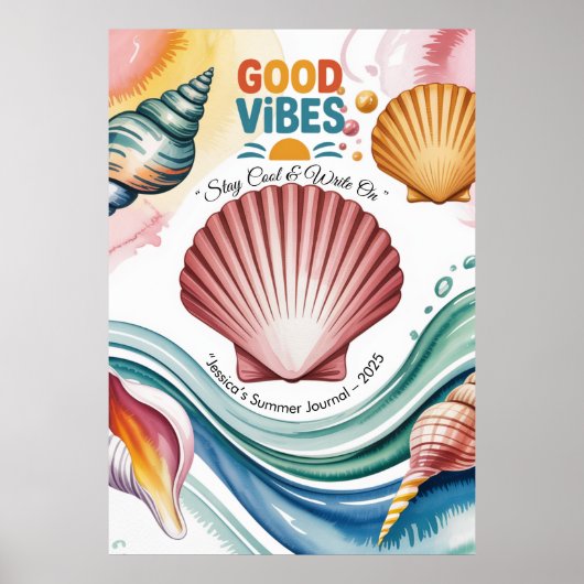 Summer Vibes Retro Beach Illustration Poster (Vorne)