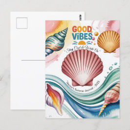 Summer Vibes Retro Beach Illustration Postkarte