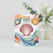 Summer Vibes Retro Beach Illustration Postkarte (Stehend Vorderseite)