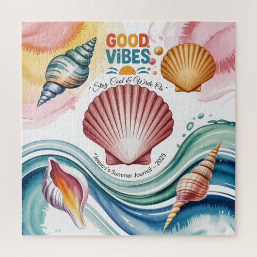 Summer Vibes Retro Beach Illustration Puzzle (Vertikal)