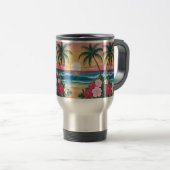 Summer Vibes Retro Beach Illustration Reisebecher (VorderseiteRechts)