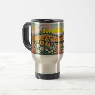 Summer Vibes Retro Beach Illustration Reisebecher