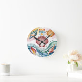 Summer Vibes Retro Beach Illustration Runde Wanduhr (Zuhause)