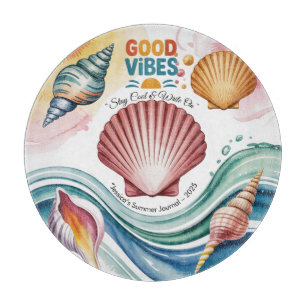 Summer Vibes Retro Beach Illustration Schneidebrett