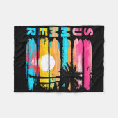 Summer Vibes Retro Beach Sunset Palm Tree Family T Fleecedecke (Vorderseite (Horizontal))