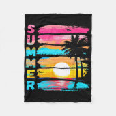 Summer Vibes Retro Beach Sunset Palm Tree Family T Fleecedecke (Vorderseite)