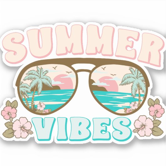 Summer Vibes Retro Boho Aufkleber (Vorderseite)