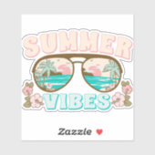 Summer Vibes Retro Boho Aufkleber (Blatt)