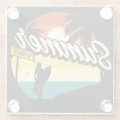 Summer Vibes Retro Silhouette Glasuntersetzer (Rückseite)