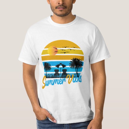 Summer Vibes Retro Sunset Beach T - Shirt (Vorderseite)