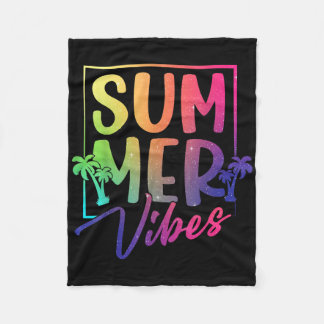 Summer Vibes Retro Tropical Sunset Palmen Beac Fleecedecke