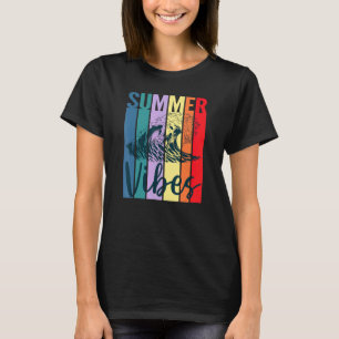 Summer Vibes Retro Vintag Sunset Ocean Wave Beach T-Shirt