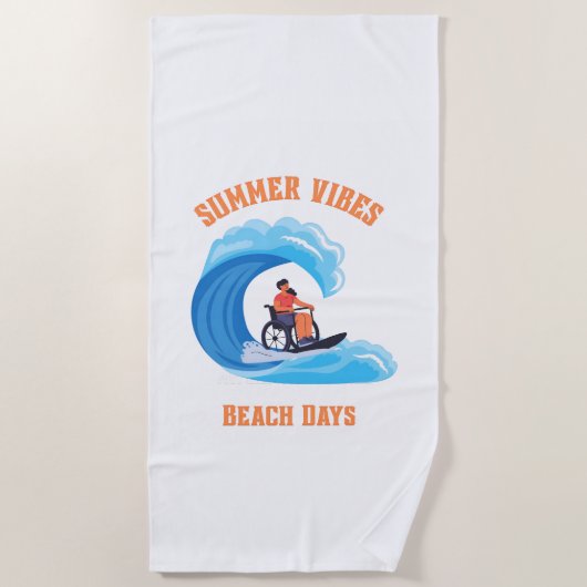 Summer Vibes Rollstuhl Strandtuch (Vorderseite)