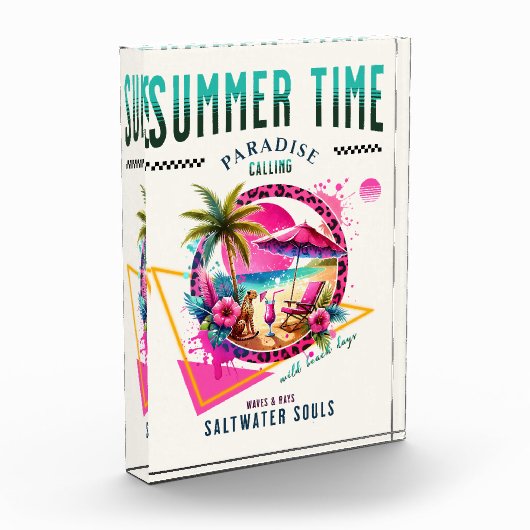 Summer Vibes, rosa Leopard Design für Beach Days Fotoblock (Links)