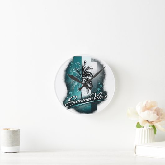 Summer Vibes Runde Wanduhr (Zuhause)