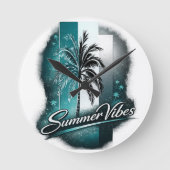 Summer Vibes Runde Wanduhr (Vorderseite)