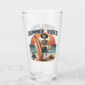 Summer Vibes Skeleton Surfer Sunset Beach Design Glas (Rückseite)