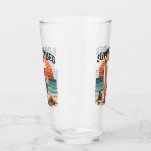 Summer Vibes Skeleton Surfer Sunset Beach Design Glas (Links)