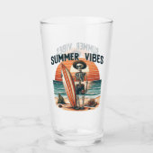 Summer Vibes Skeleton Surfer Sunset Beach Design Glas (Vorderseite)